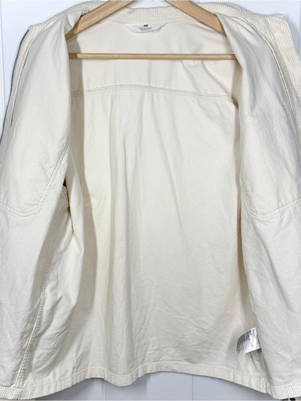 H&M Youth Boys Ivory Corduroy Jacket Size 20 Full Zip Collared
